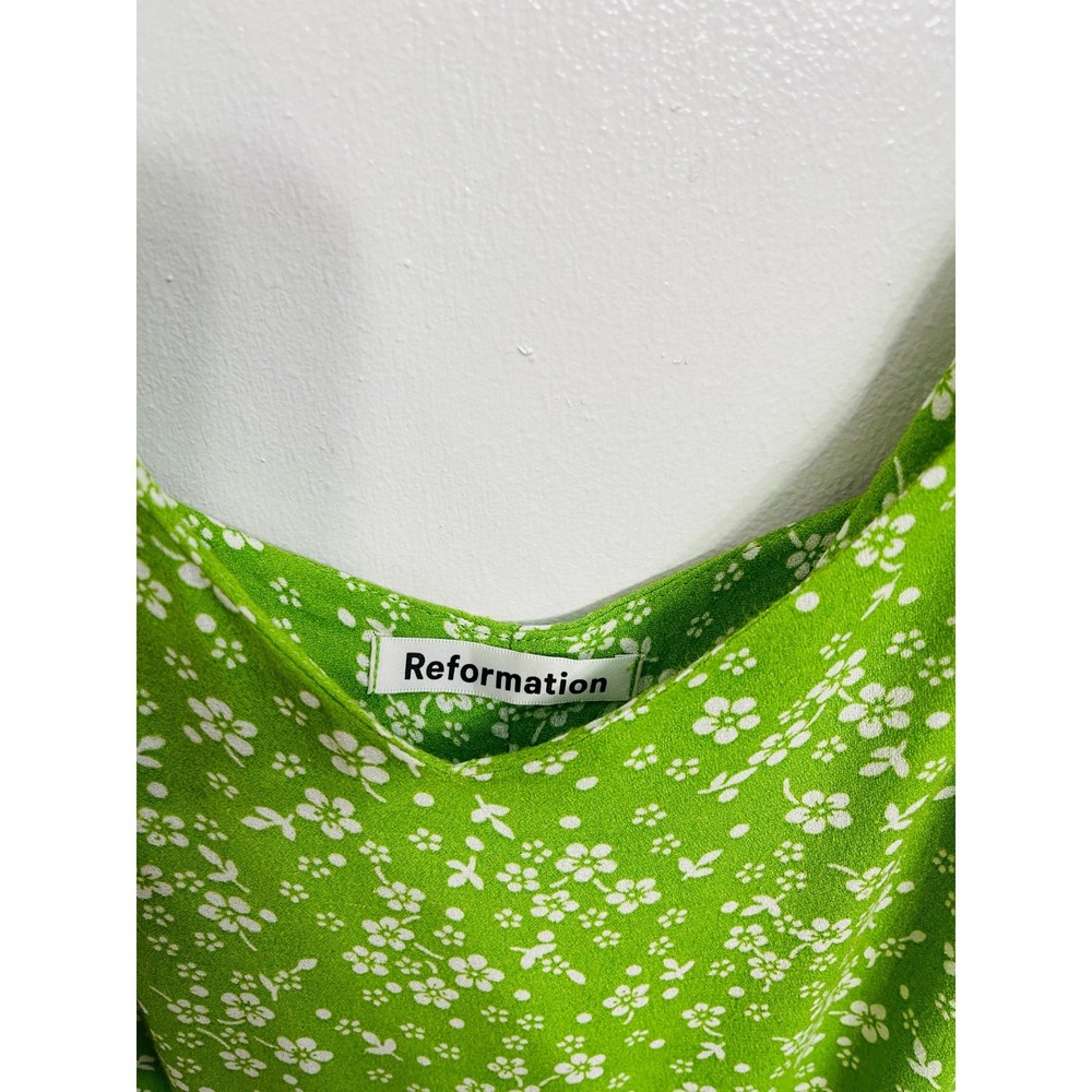 Reformation Crimini‎ Green Ditsy Floral Slip Dress Midi Cottagecore Fairy Size 8 - Picture 4 of 4